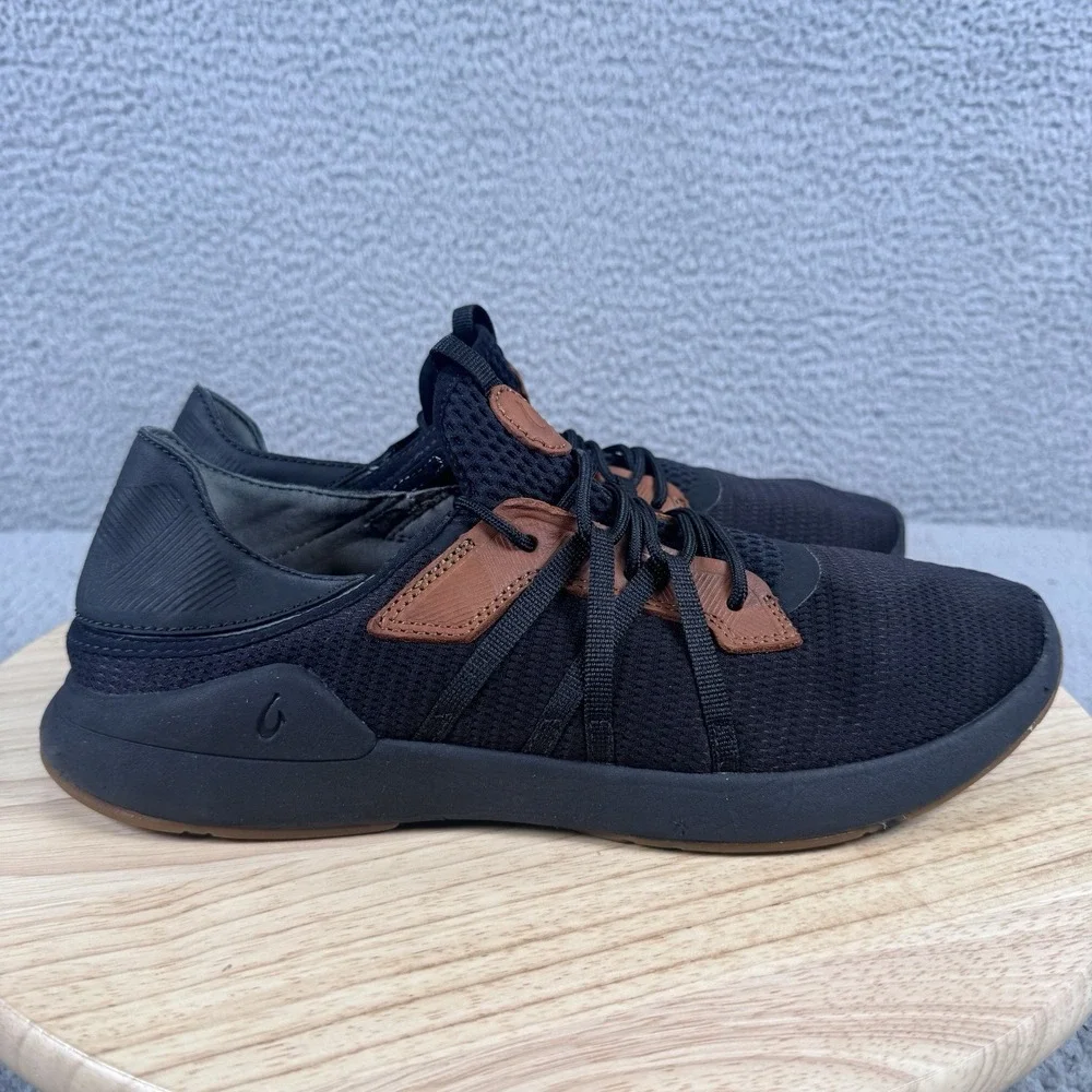 Olukai Mio Li Mens 10 Lava Rock Mesh Athletic Sneakers Lace Up Boat 10440-LRLR